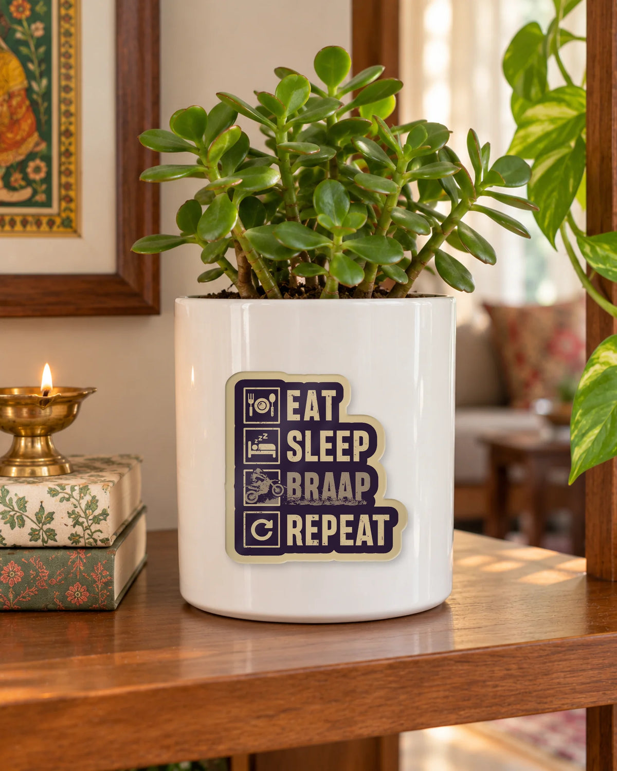 Eat Sleep Braap Repeat sticker mockup