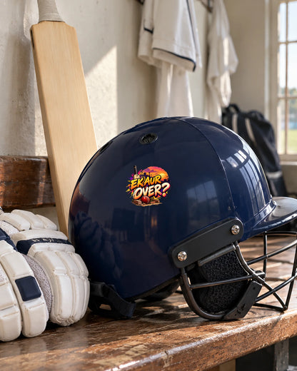 Ek Aur Over patch on a cricket helmet