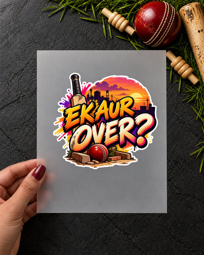 Ek Aur Over iron-on patch in hand