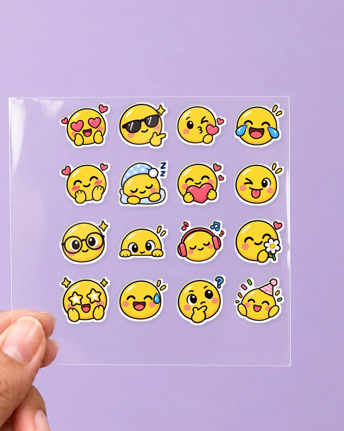 Emoji Mood mini hard surface patch sheet on clear film
