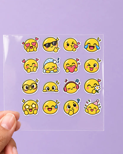 Emoji Mood mini hard surface patch sheet on clear film