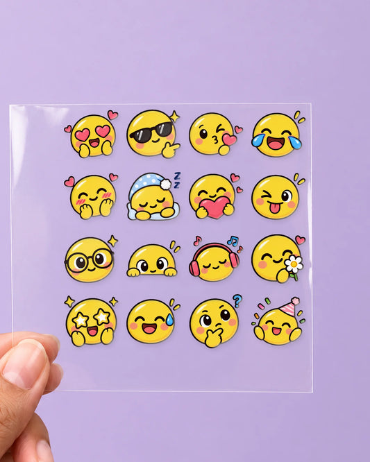 Emoji Mood mini hard surface patch sheet on clear film