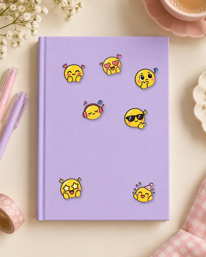 Emoji Mood mini patches on a journal
