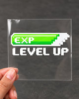 EXP Level Up gamer patch in white ink on clear film