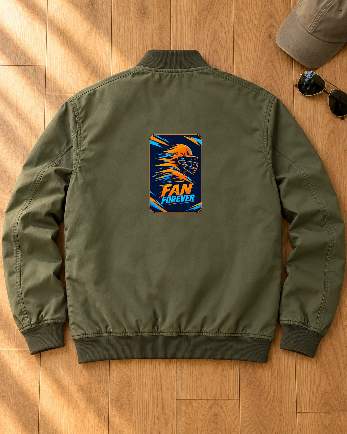 Fan Forever iron-on patch on clothes
