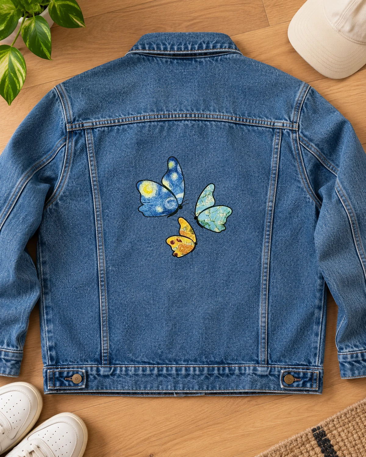 Flight of Fancy & Fact iron-on patch on clothes