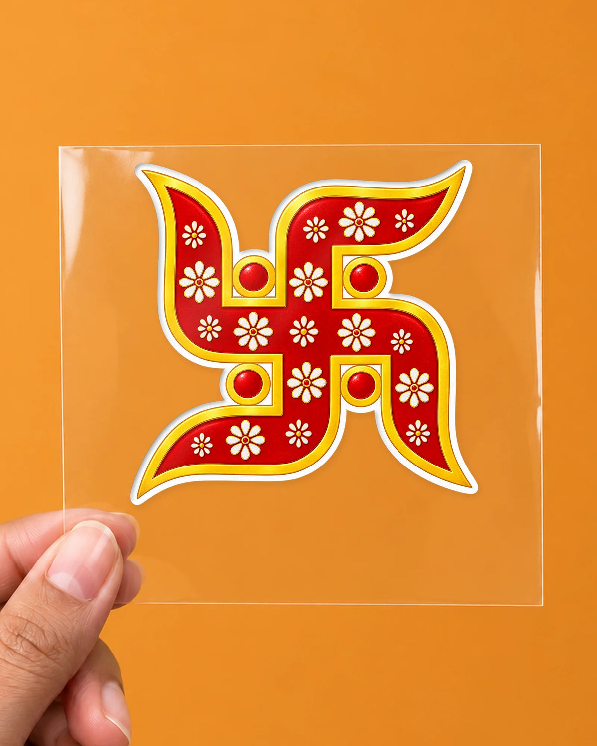 Phool Swastik hard surface patch on clear film