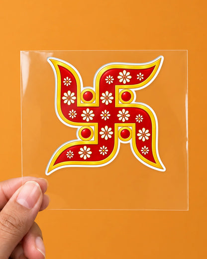 Phool Swastik hard surface patch on clear film