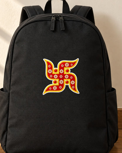 Phool Swastik iron-on patch on clothes