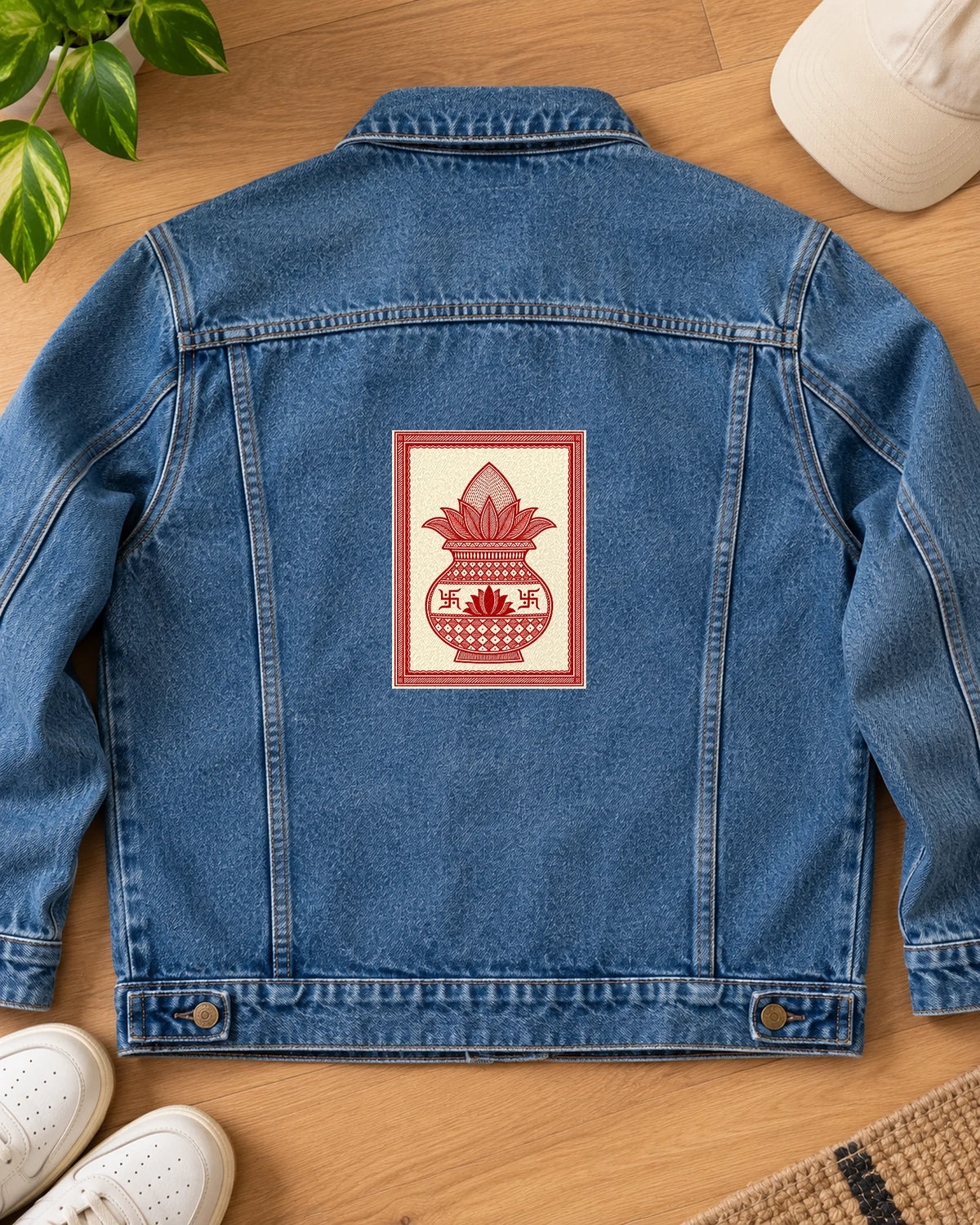 Folk Kalash iron-on patch on clothes