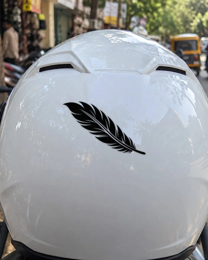 Free Feather bike patch in black ink on a helmet