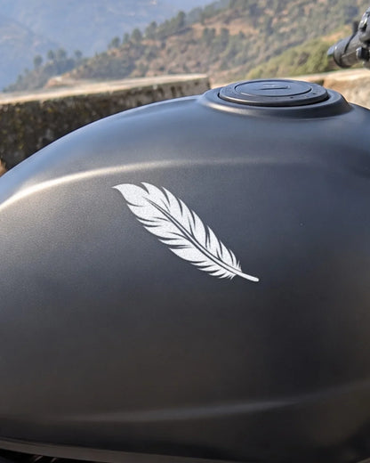 Free Feather bike patch in white ink on a bike