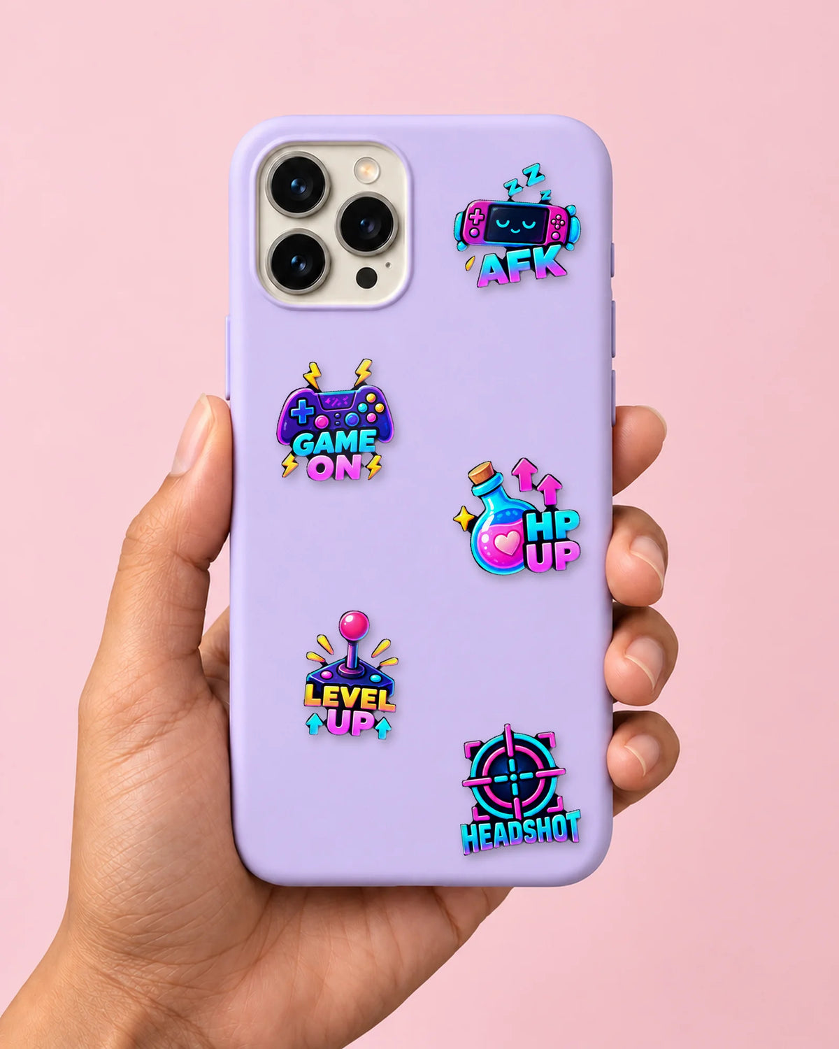 Game On mini patches on a phone case