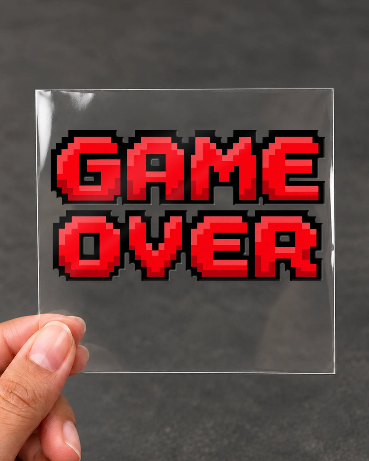 Game Over gamer patch on clear film