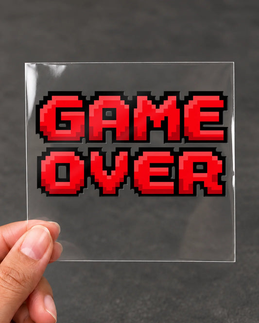 Game Over gamer patch on clear film