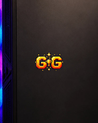 GG gamer patch on a gaming PC cabinet