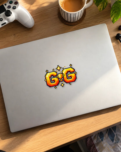 GG gamer patch on a laptop