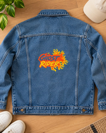 Ghost Rider iron-on patch on clothes