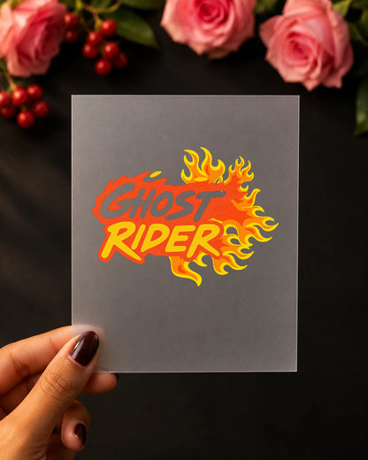 Ghost Rider iron-on patch on clothes