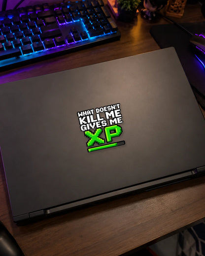 Gives Me XP gamer patch on a gaming laptop