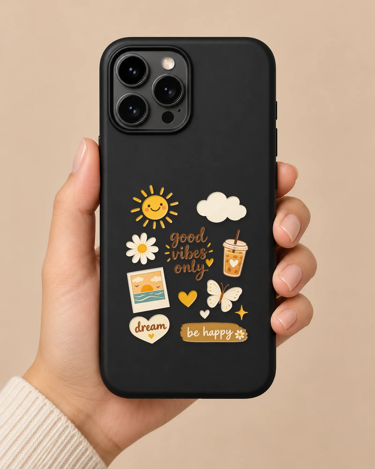 Good Vibes Only phone makeover pack on a phone case