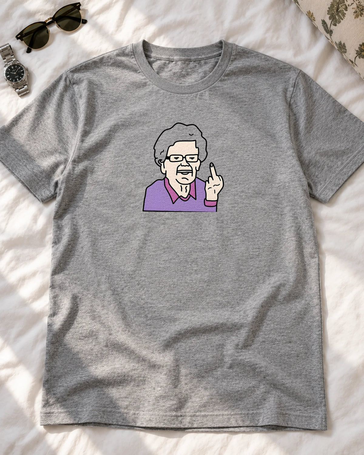 Granny’s Grim Truths iron-on patch on clothes