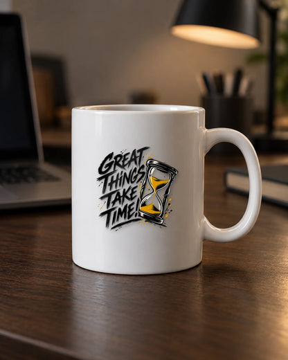 Great Things Take Time hard surface patch mockup
