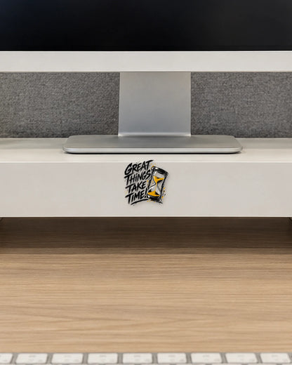 Great Things Take Time hard surface patch mockup