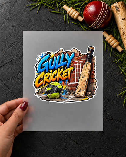 Gully Cricket iron-on patch in hand