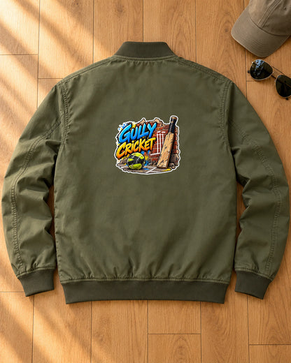 Gully Cricket iron-on patch on clothes