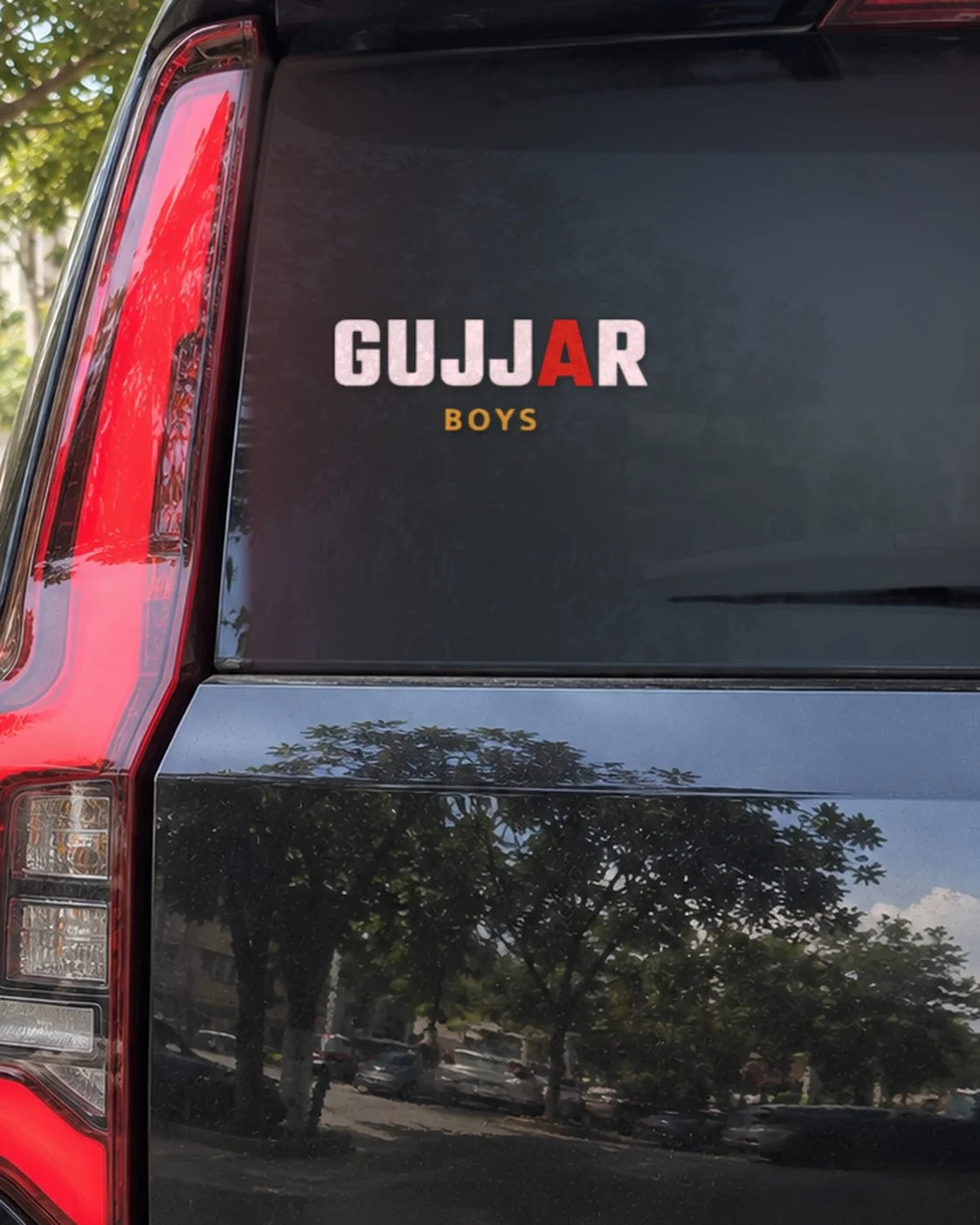 Gurjar car patch on a car rear glass