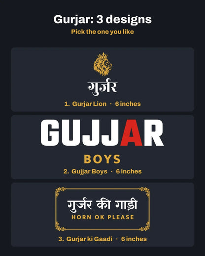 Gurjar car patch on a car rear glass