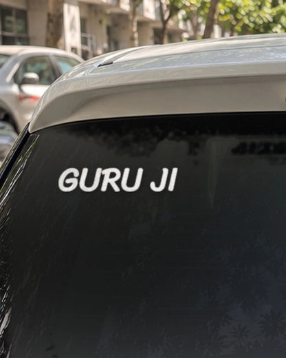Guruji car patch on a car rear glass