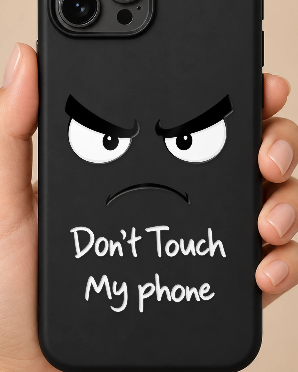 Hands Off phone case close-up