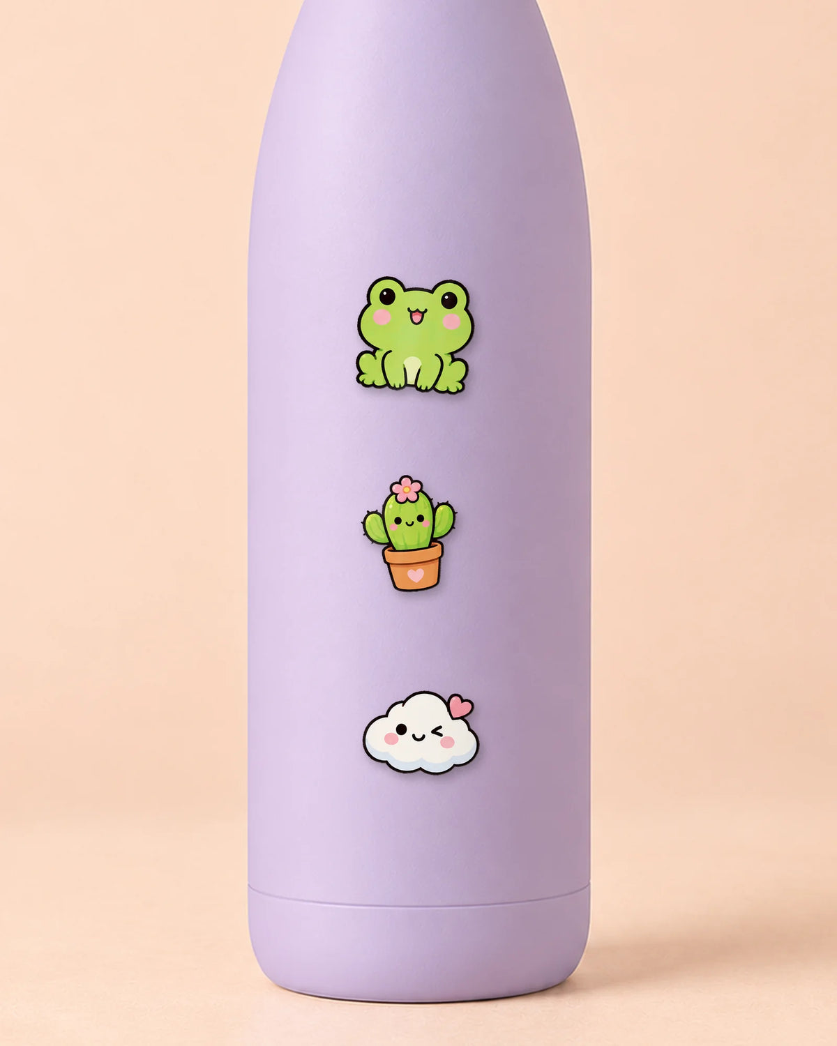 Happy Things mini patches on a water bottle