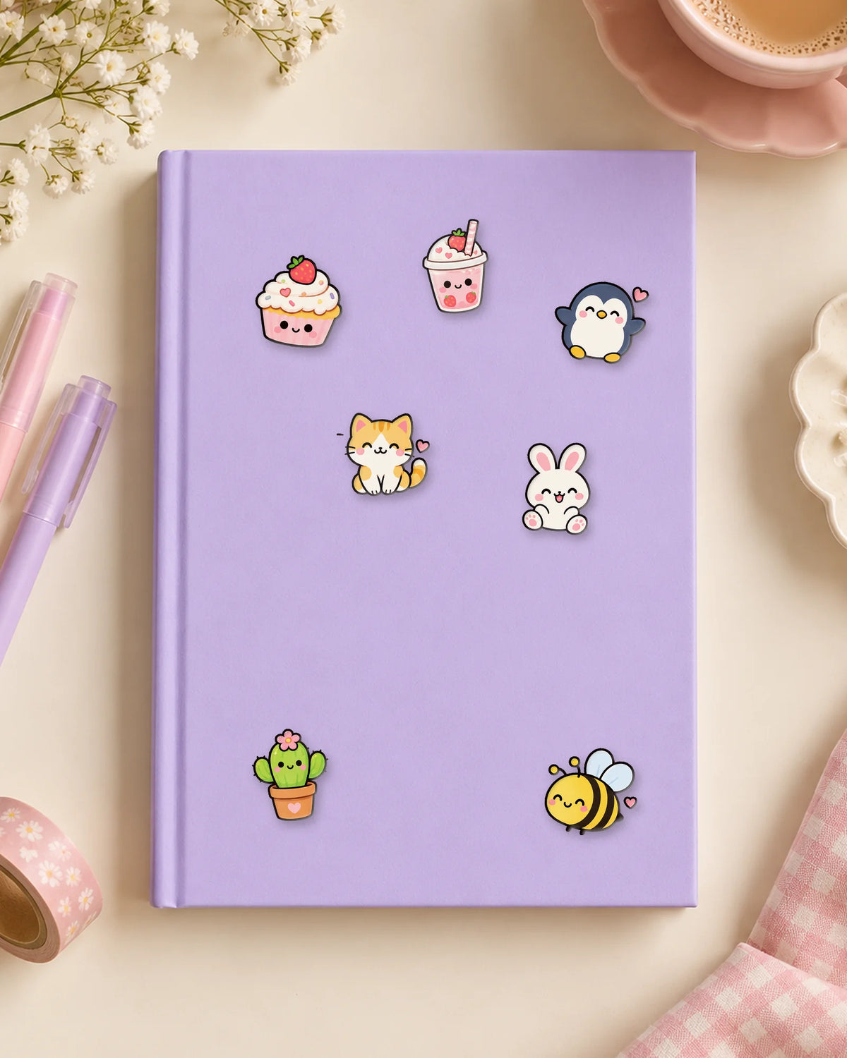 Happy Things mini patches on a journal
