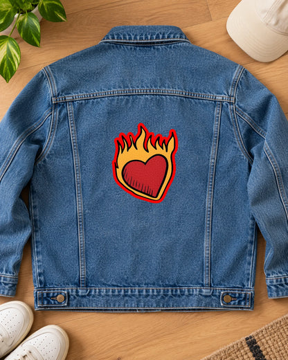 Heartburn iron-on patch on clothes