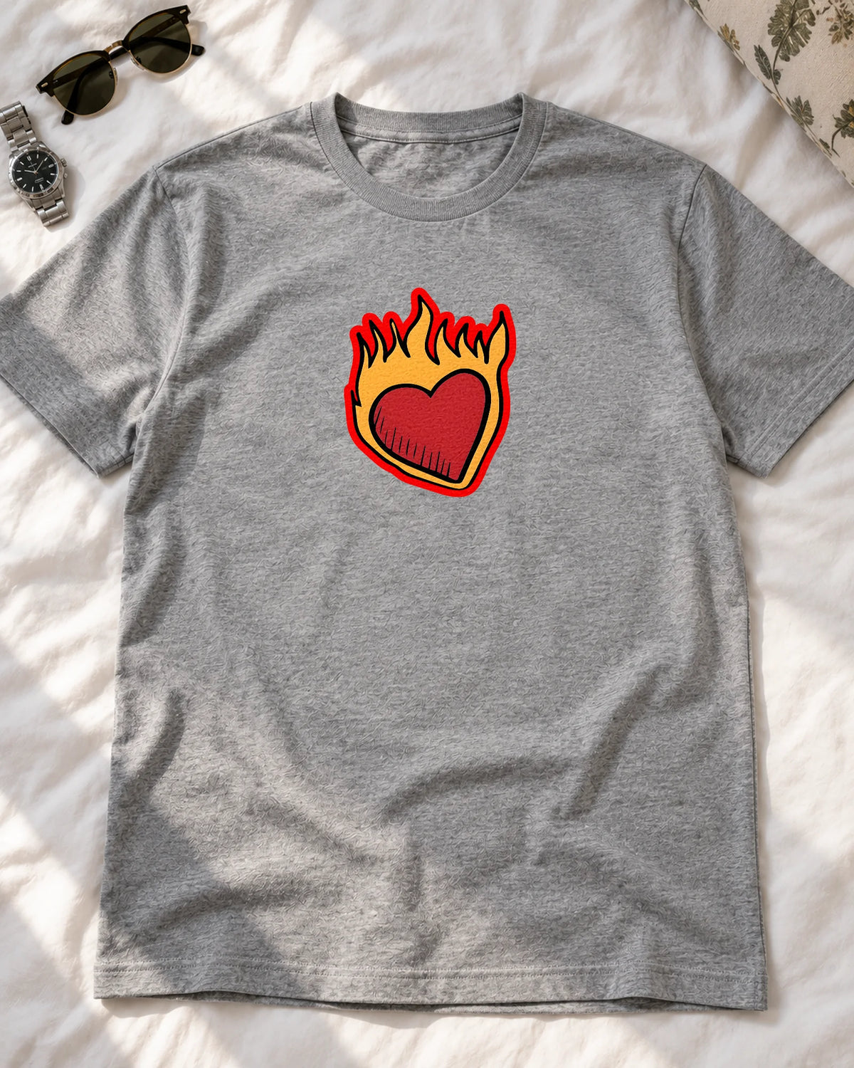 Heartburn iron-on patch on clothes