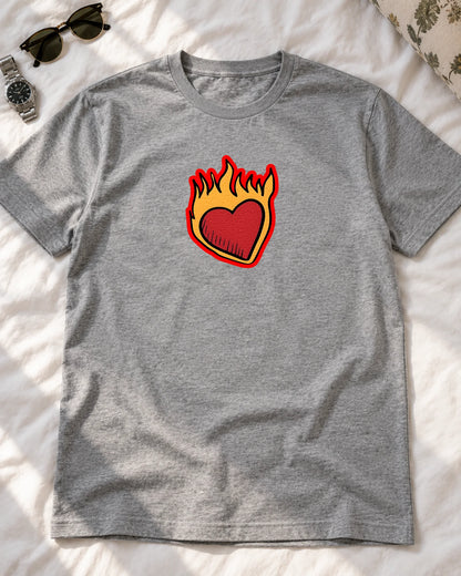 Heartburn iron-on patch on clothes