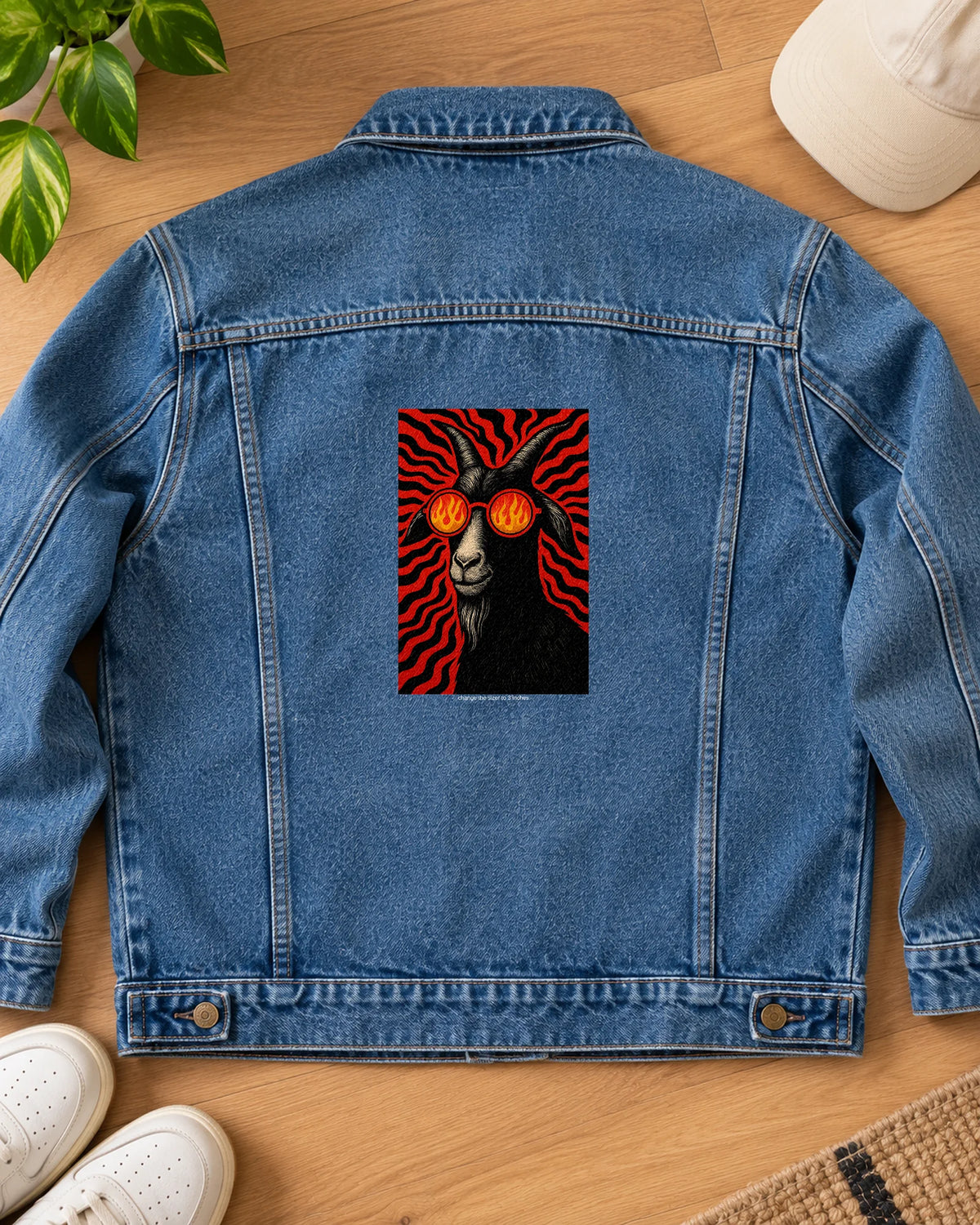 Hell-Bent GOAT iron-on patch on clothes