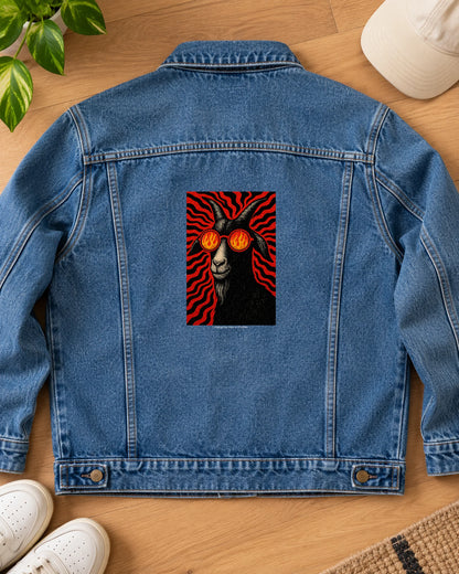 Hell-Bent GOAT iron-on patch on clothes