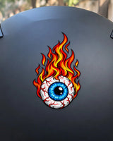 Hell Eye bike patch on a helmet