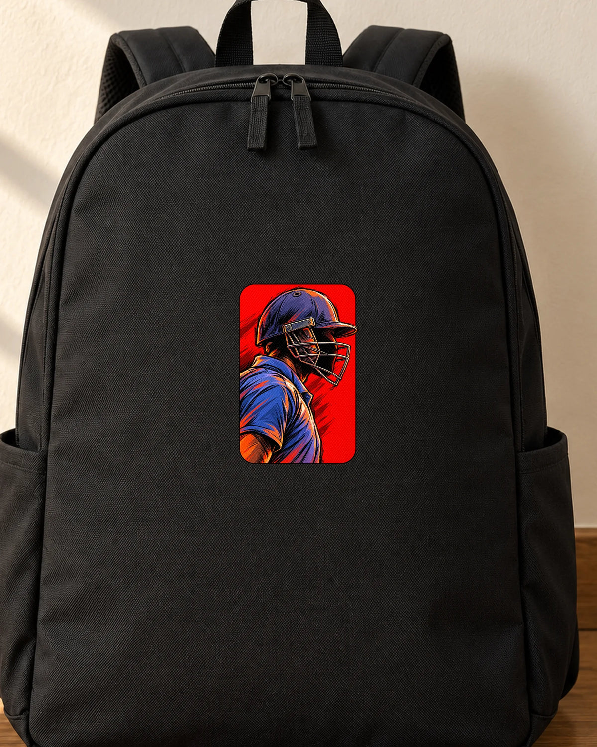 Helmet Mode iron-on patch on clothes