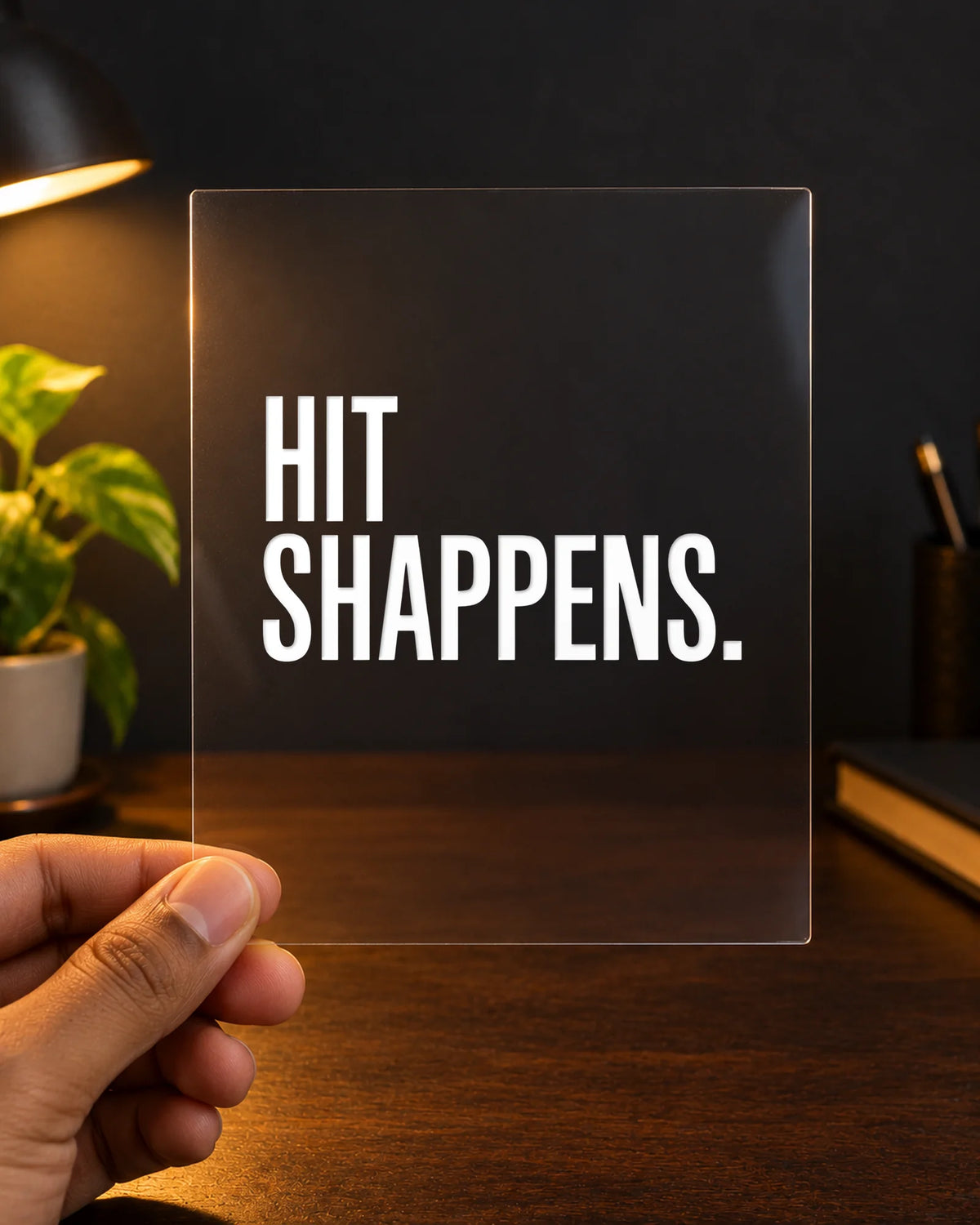 Hit Shappens. hard surface patch on clear film