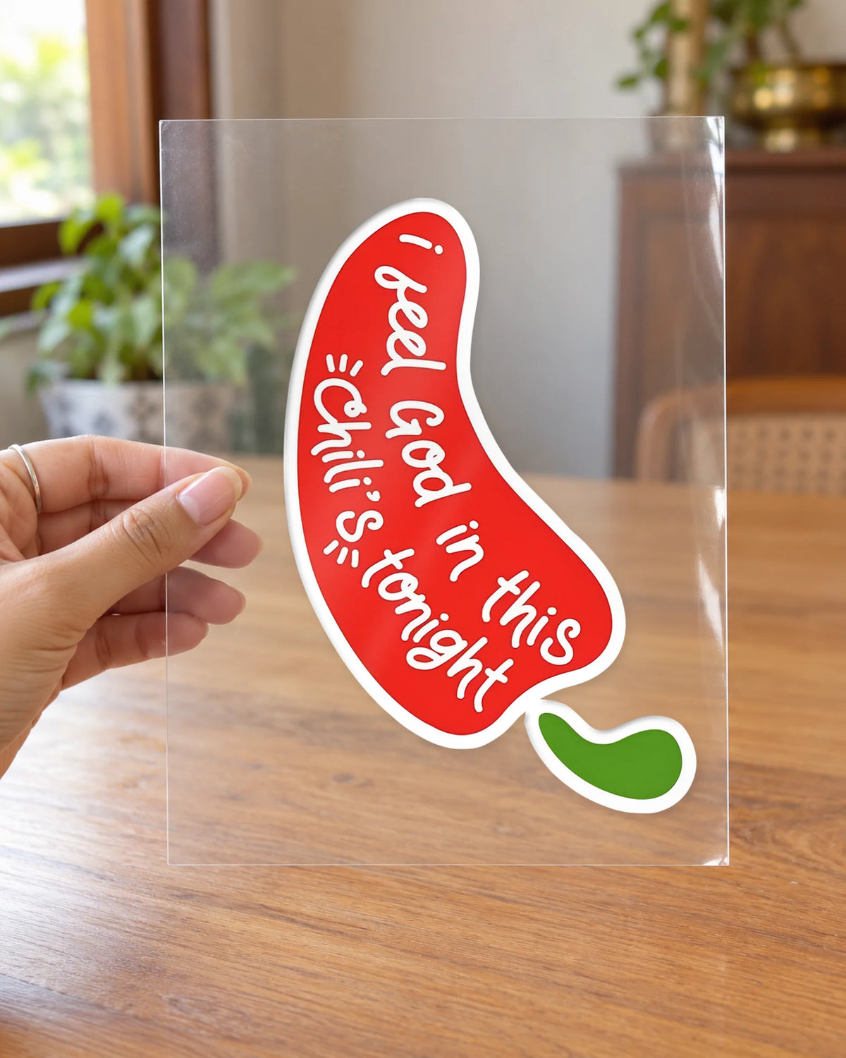 Holy Chilis Night hard surface patch on clear film