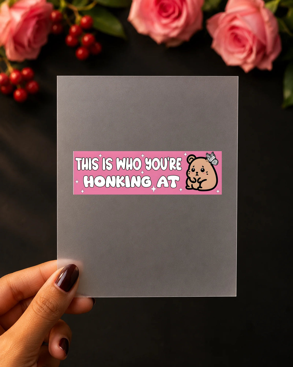 Honking iron-on patch on clothes