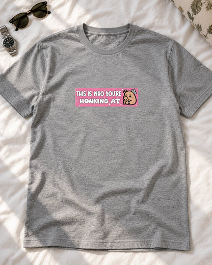 Honking iron-on patch on clothes