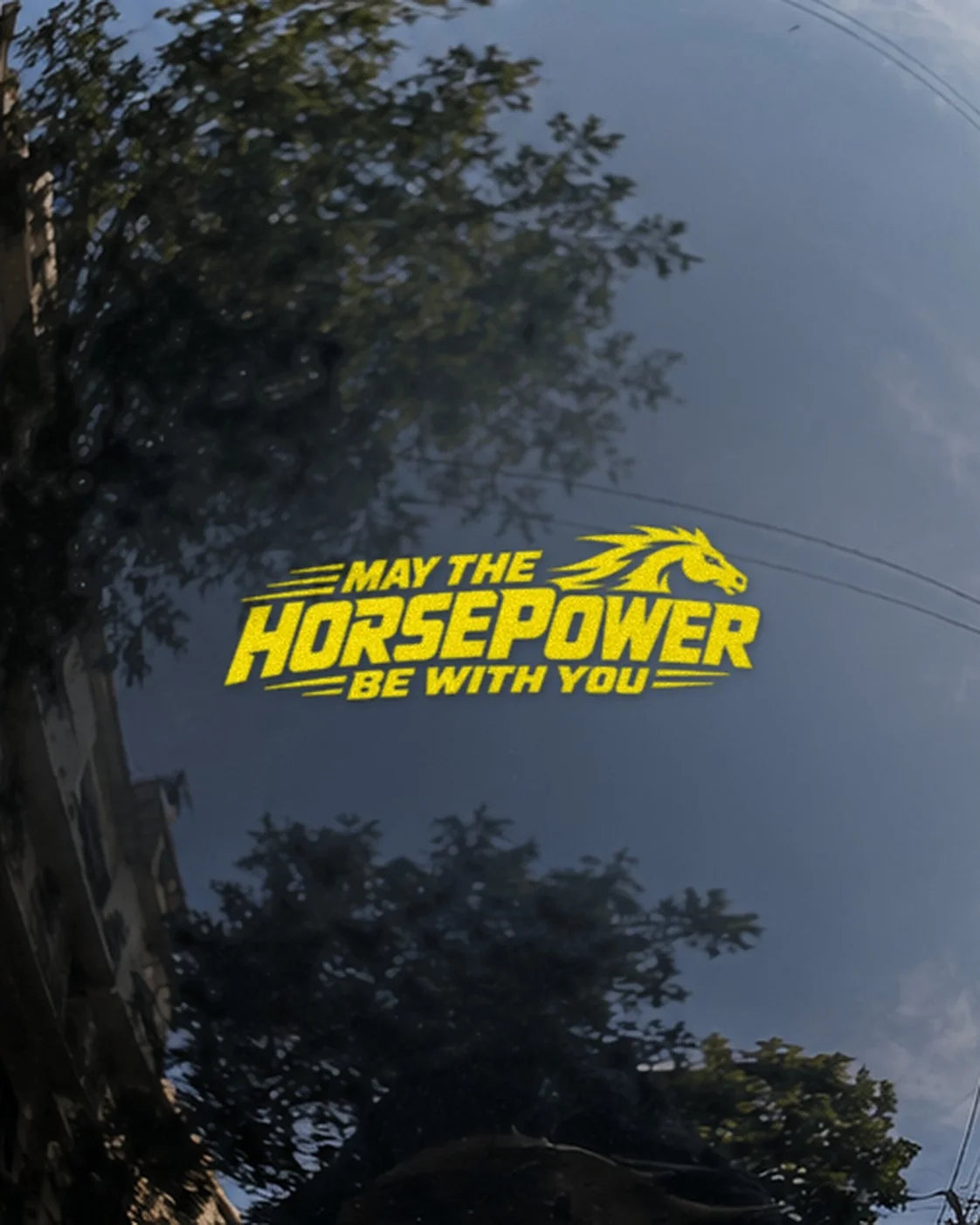May the Horsepower bike patch in white ink on a bike