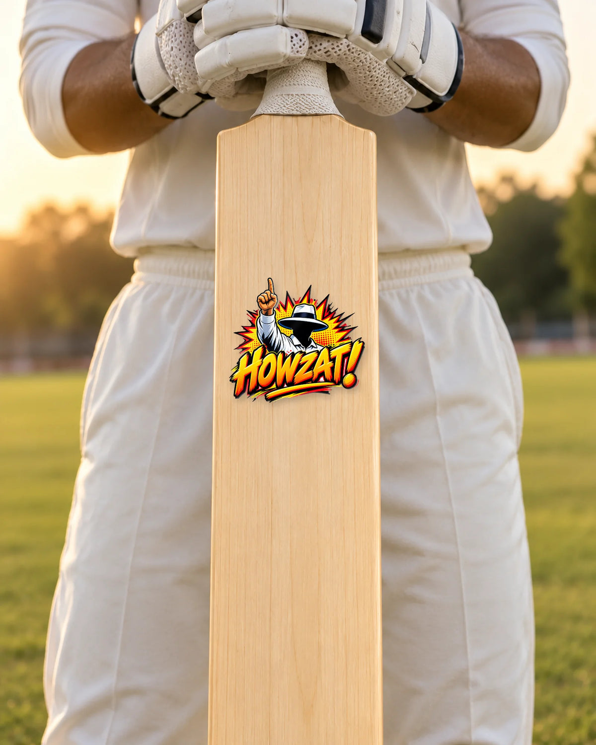 Howzat bat patch, batsman holding the bat