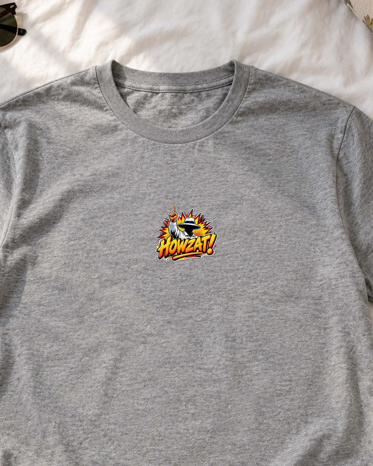 Howzat iron-on patch on clothes